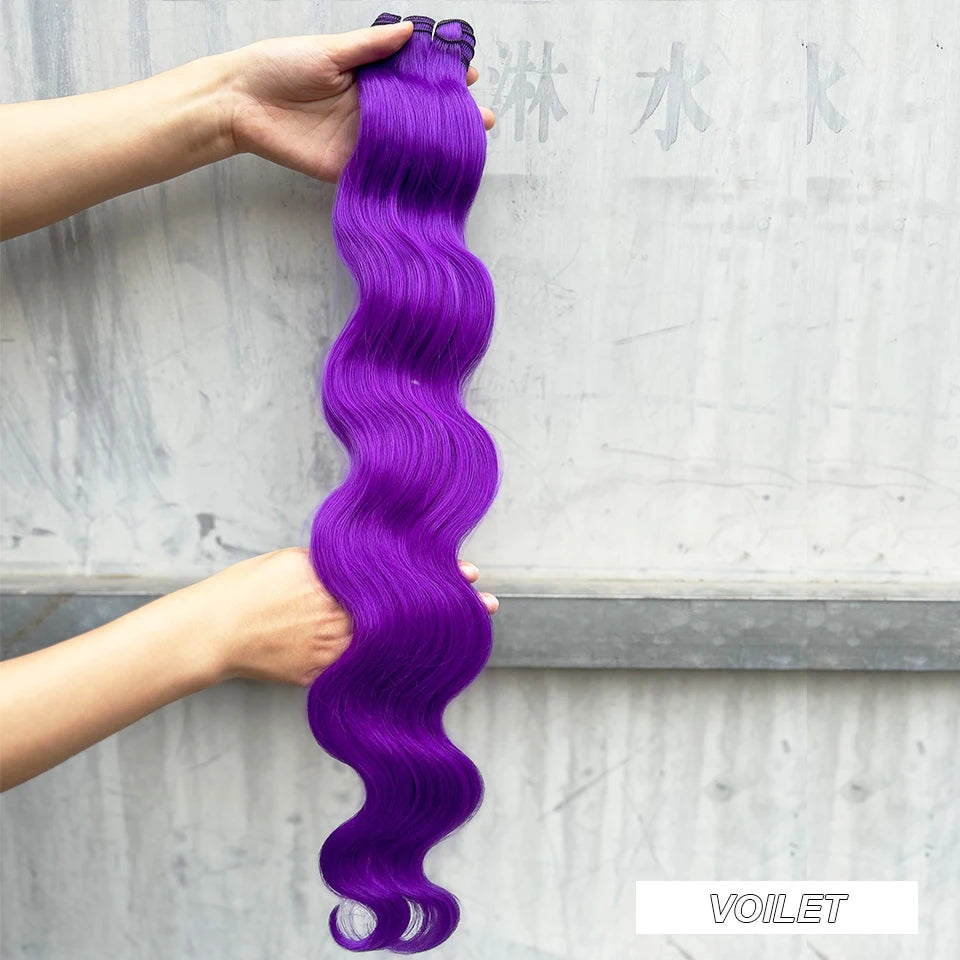 Magicae Synthetic Hair Extensions Body Wave Hair Bundles 26“ 150g Omber Blonde Weave High Temperature Fiber Body Ponytail Hair