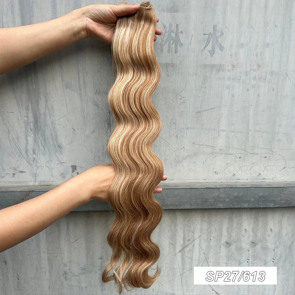 Magicae Synthetic Hair Extensions Body Wave Hair Bundles 26“ 150g Omber Blonde Weave High Temperature Fiber Body Ponytail Hair