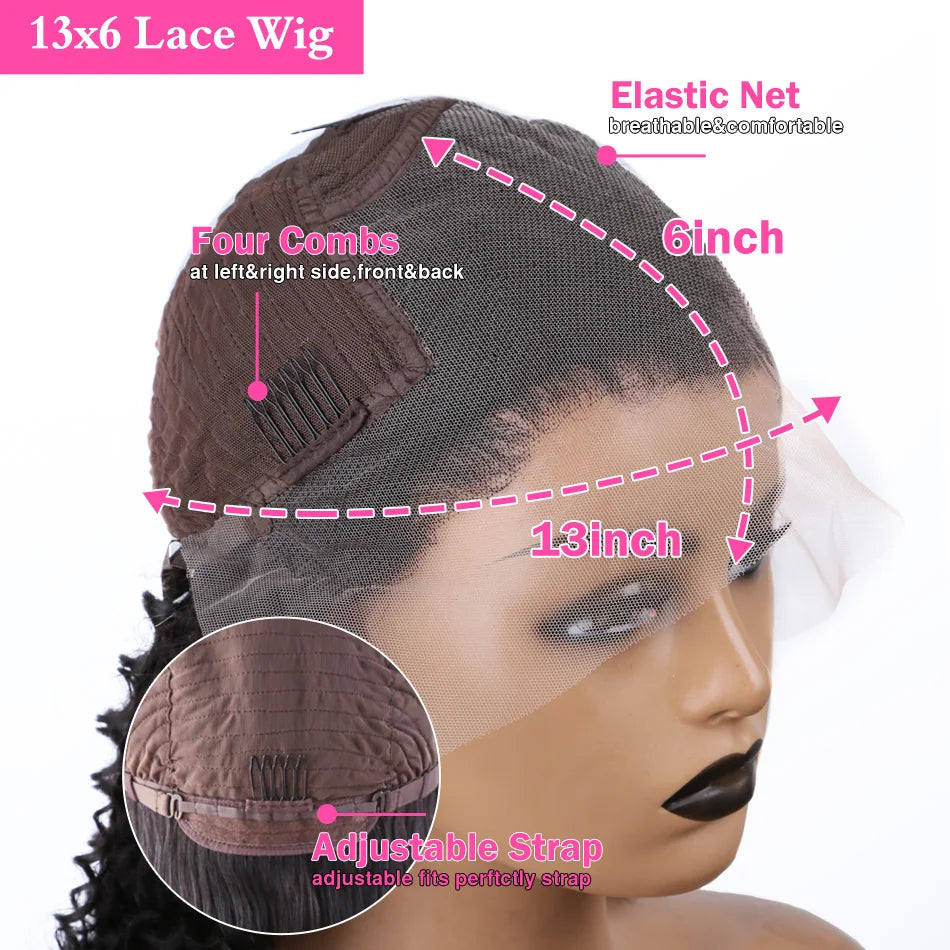 250 Density 13X6 HD Lace Frontal Curly Wigs Human Hair 30 40 Inch Loose Deep Wave 13X5 Transparent Lace Front Wet And Wavy Wig