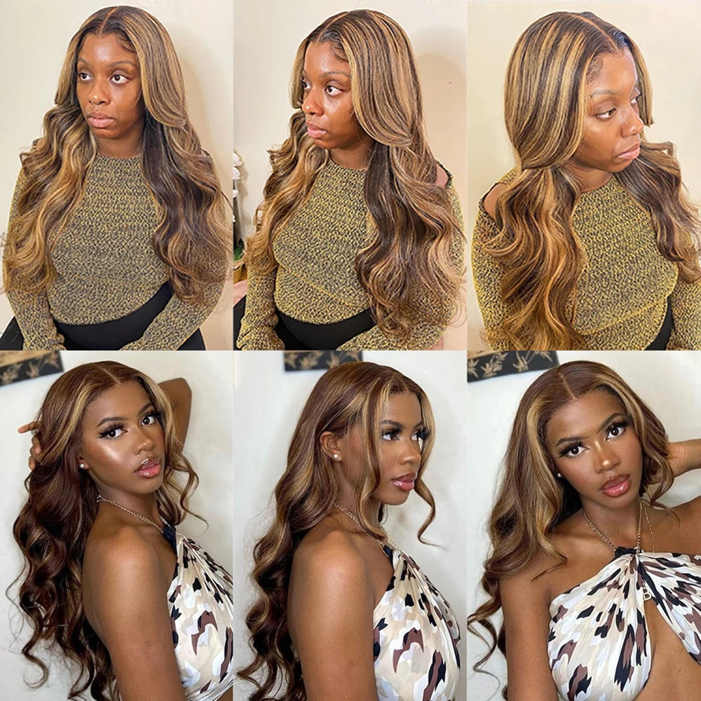 Body Wave Highlight Raw Bundles Human Hair 100% 4/27 Colored Brazilian Hair Extensions Quick Weaves Water Wave Bundles 3 Bundles