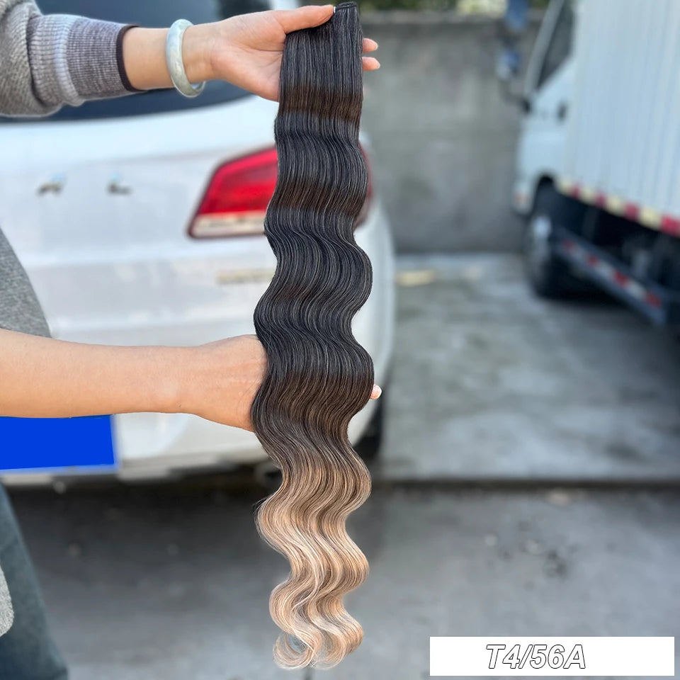 Magicae Synthetic Hair Extensions Body Wave Hair Bundles 26“ 150g Omber Blonde Weave High Temperature Fiber Body Ponytail Hair