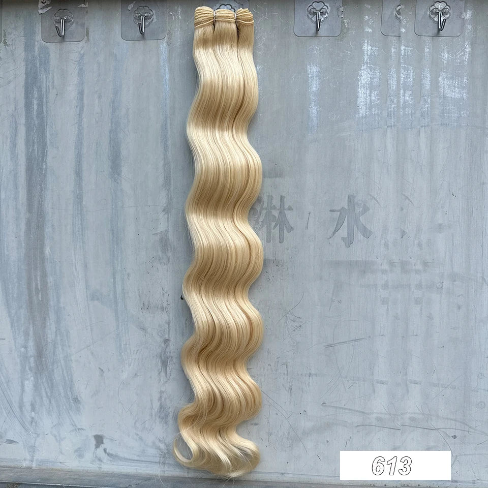 Magicae Synthetic Hair Extensions Body Wave Hair Bundles 26“ 150g Omber Blonde Weave High Temperature Fiber Body Ponytail Hair