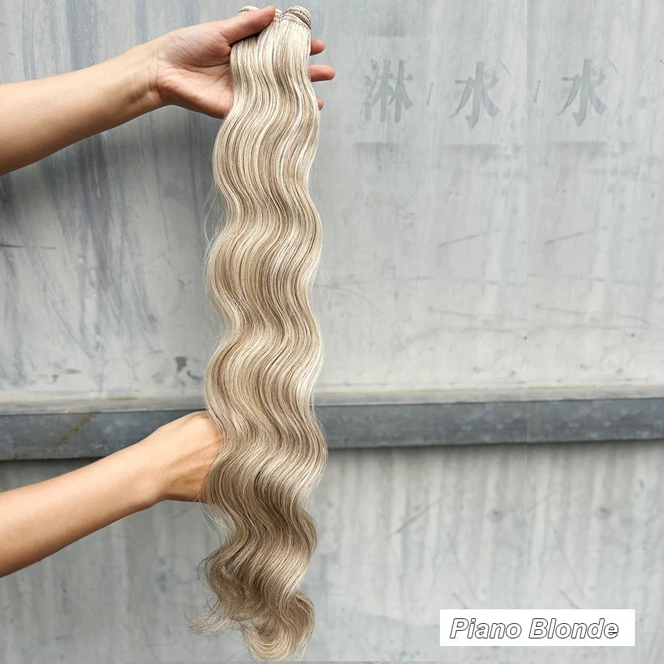 Magicae Synthetic Hair Extensions Body Wave Hair Bundles 26“ 150g Omber Blonde Weave High Temperature Fiber Body Ponytail Hair