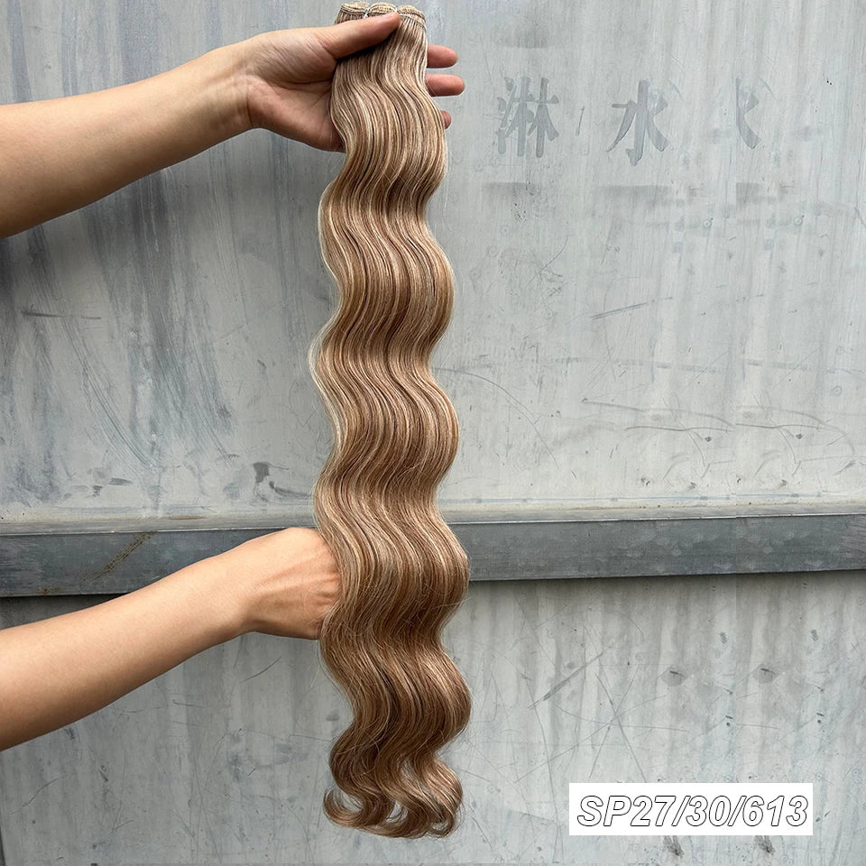 Magicae Synthetic Hair Extensions Body Wave Hair Bundles 26“ 150g Omber Blonde Weave High Temperature Fiber Body Ponytail Hair