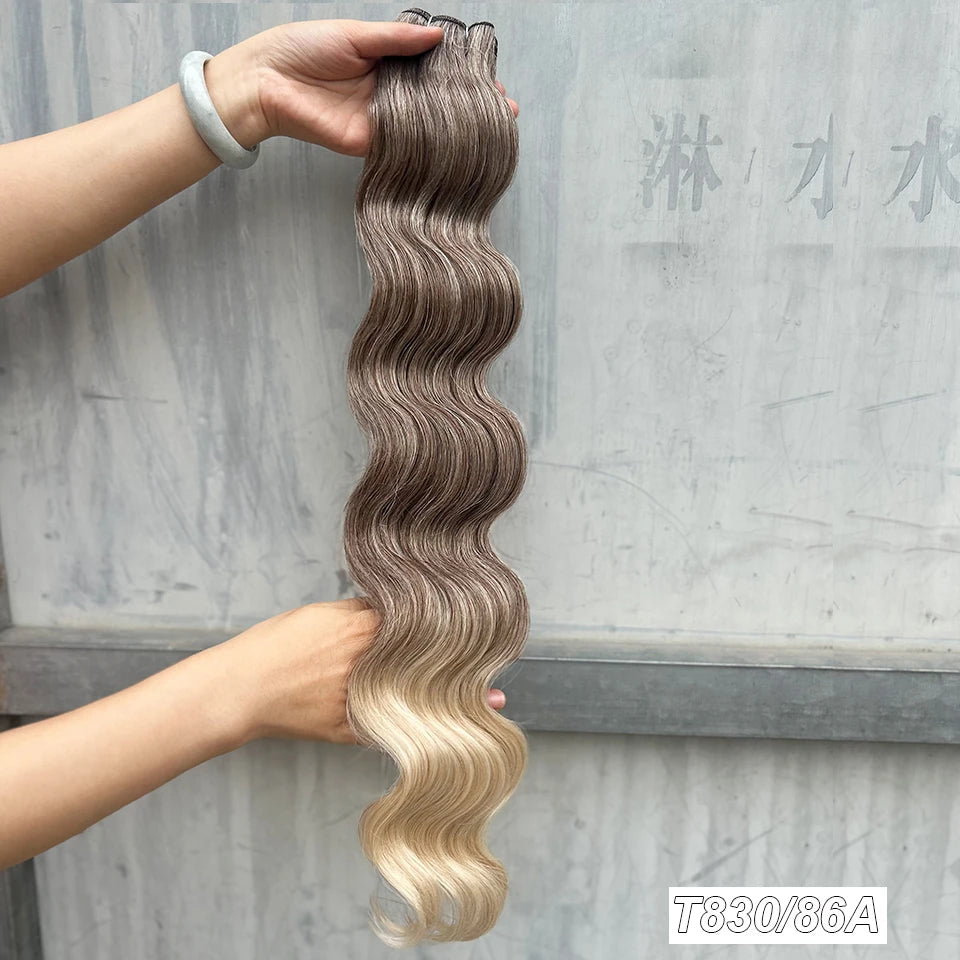 Magicae Synthetic Hair Extensions Body Wave Hair Bundles 26“ 150g Omber Blonde Weave High Temperature Fiber Body Ponytail Hair