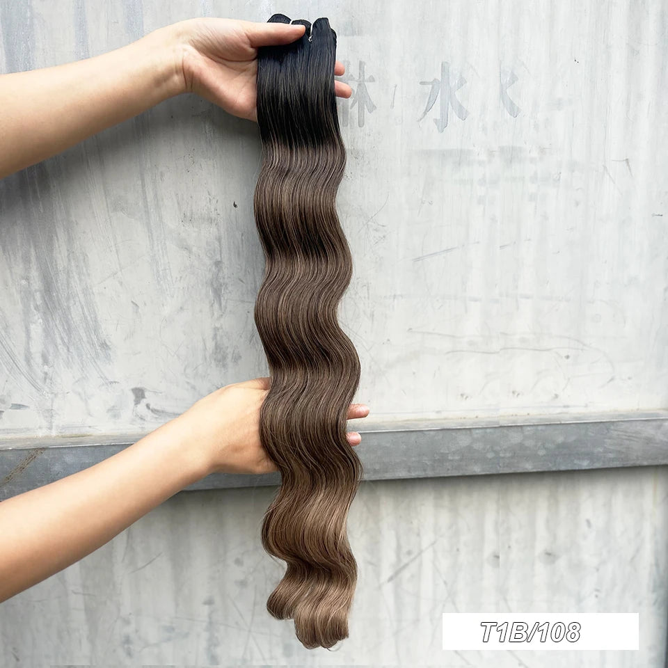 Magicae Synthetic Hair Extensions Body Wave Hair Bundles 26“ 150g Omber Blonde Weave High Temperature Fiber Body Ponytail Hair