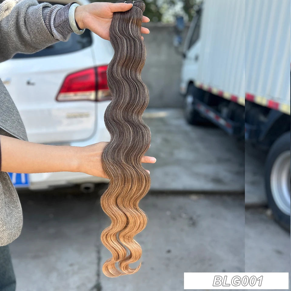 Magicae Synthetic Hair Extensions Body Wave Hair Bundles 26“ 150g Omber Blonde Weave High Temperature Fiber Body Ponytail Hair