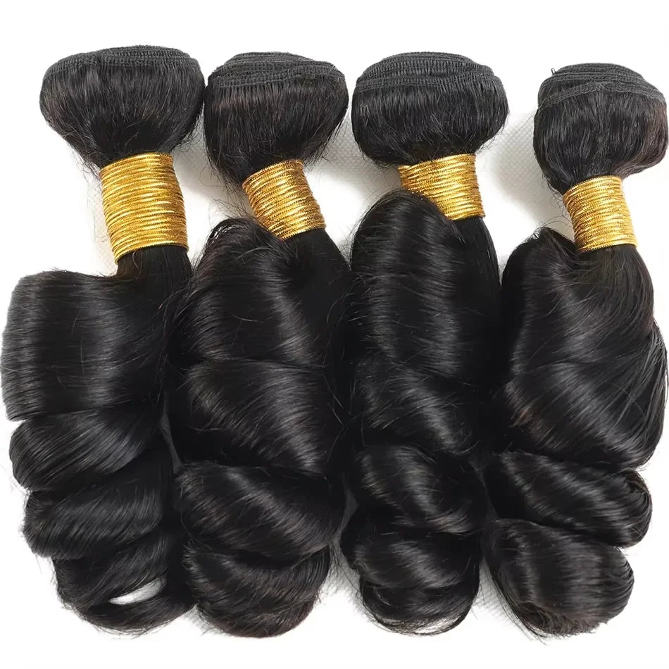 32 Inch Loose Wave Human Hair Bundles Raw Virgin Burmese Hair Weaves 1B Color Wavy Human Hair Extensions Sew Wigs Free Shipping