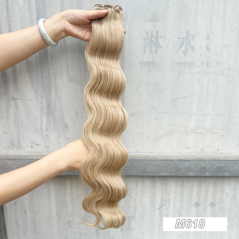 Magicae Synthetic Hair Extensions Body Wave Hair Bundles 26“ 150g Omber Blonde Weave High Temperature Fiber Body Ponytail Hair