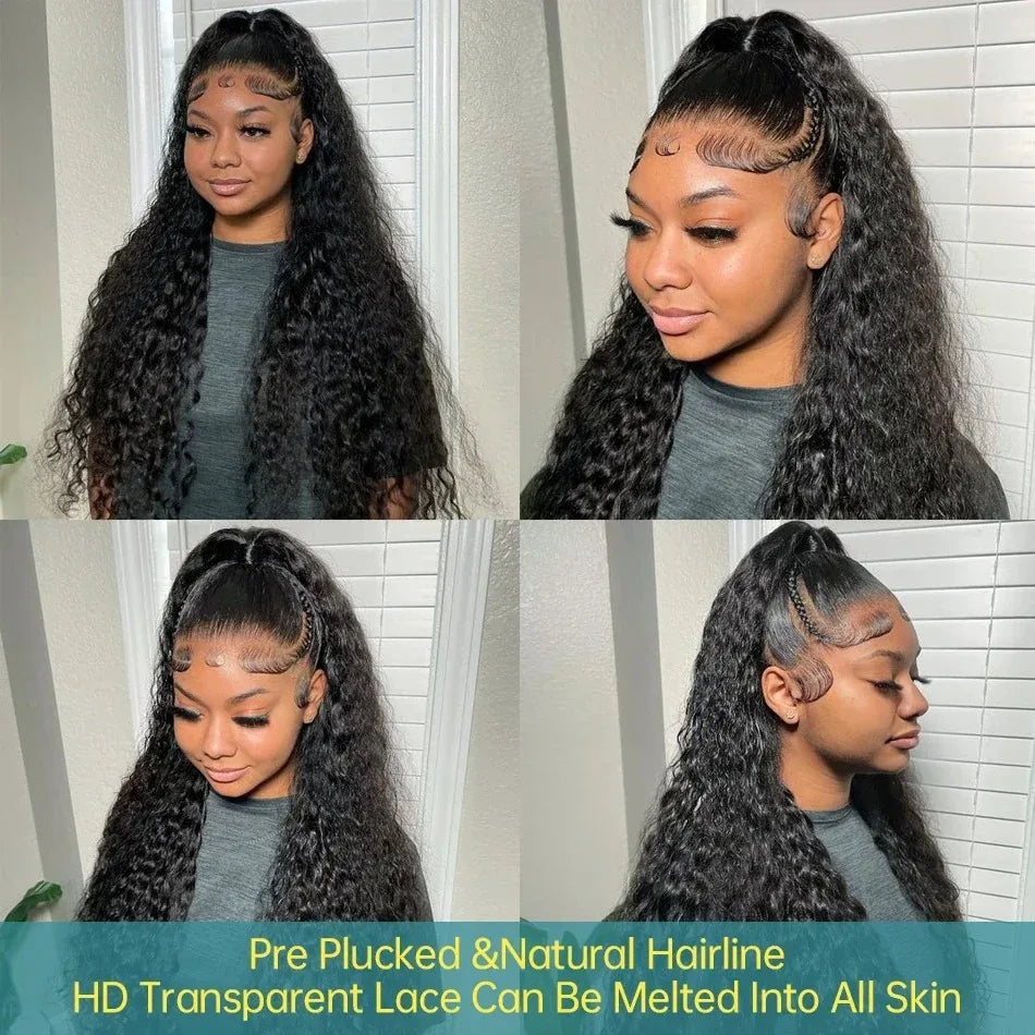 250 Density 13X6 HD Lace Frontal Curly Wigs Human Hair 30 40 Inch Loose Deep Wave 13X5 Transparent Lace Front Wet And Wavy Wig