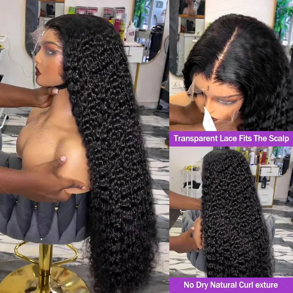 250 Density 13X6 HD Lace Frontal Curly Wigs Human Hair 30 40 Inch Loose Deep Wave 13X5 Transparent Lace Front Wet And Wavy Wig