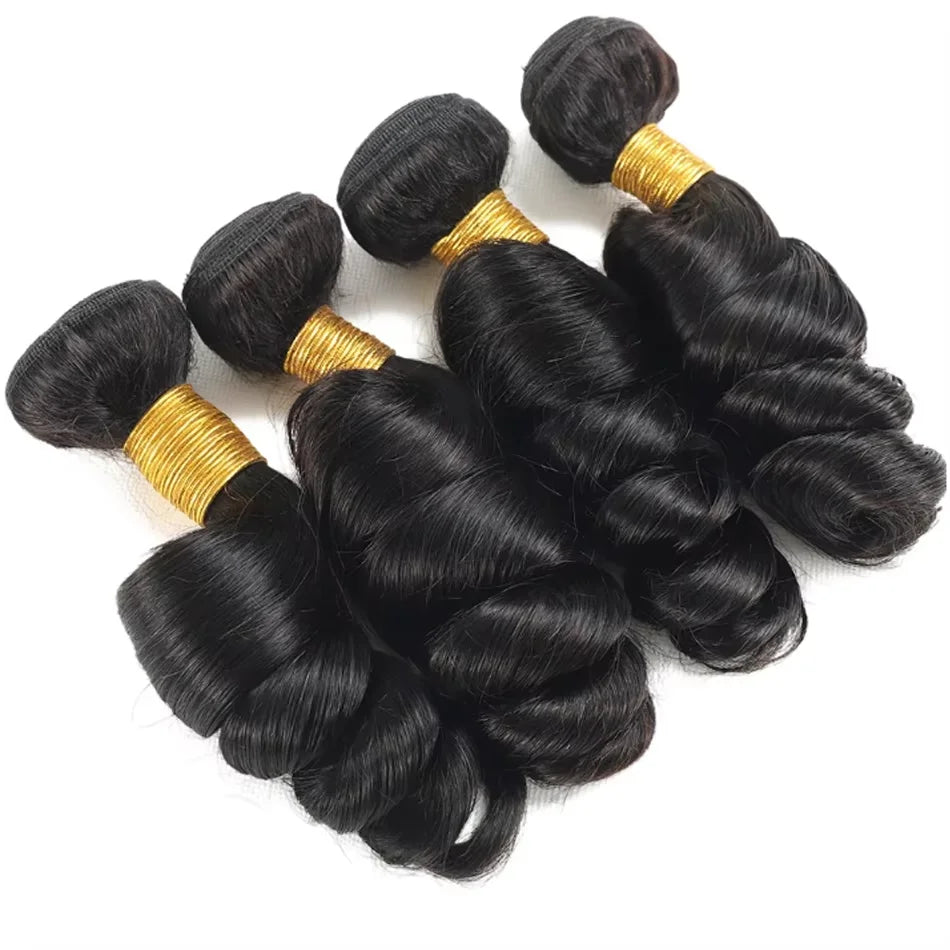 32 Inch Loose Wave Human Hair Bundles Raw Virgin Burmese Hair Weaves 1B Color Wavy Human Hair Extensions Sew Wigs Free Shipping