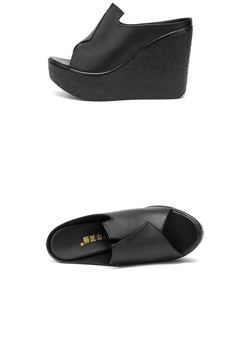 YAERNI High Heel 11cm Wedges Heel Fashion Sandals For Women's Summer New Platform Large Size Open Toe Ladies Shoes