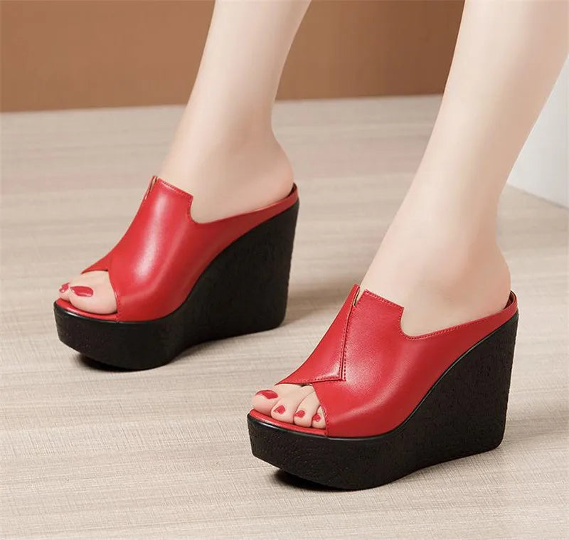 YAERNI High Heel 11cm Wedges Heel Fashion Sandals For Women's Summer New Platform Large Size Open Toe Ladies Shoes
