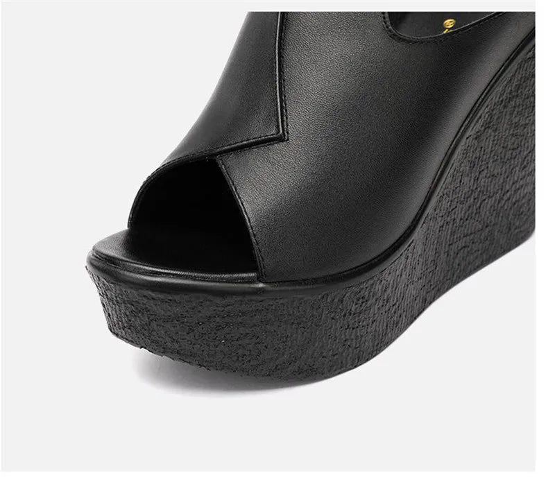 YAERNI High Heel 11cm Wedges Heel Fashion Sandals For Women's Summer New Platform Large Size Open Toe Ladies Shoes