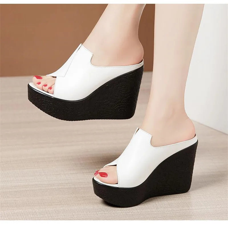 YAERNI High Heel 11cm Wedges Heel Fashion Sandals For Women's Summer New Platform Large Size Open Toe Ladies Shoes