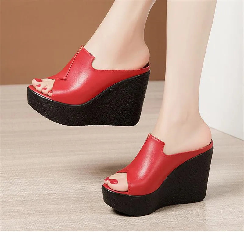 YAERNI High Heel 11cm Wedges Heel Fashion Sandals For Women's Summer New Platform Large Size Open Toe Ladies Shoes