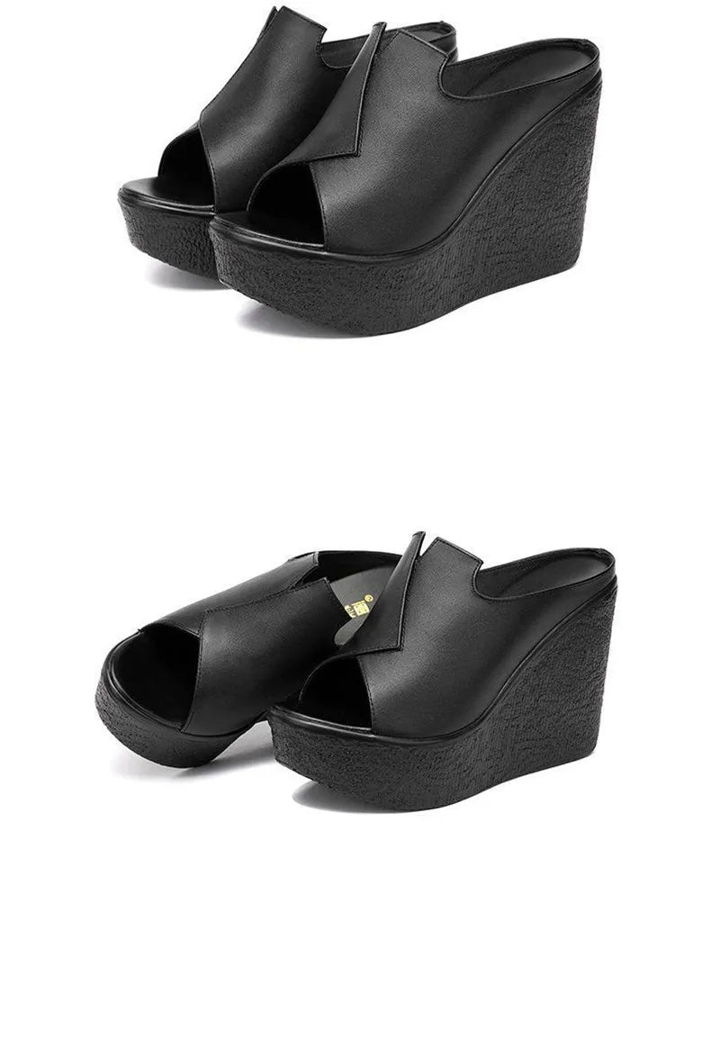 YAERNI High Heel 11cm Wedges Heel Fashion Sandals For Women's Summer New Platform Large Size Open Toe Ladies Shoes