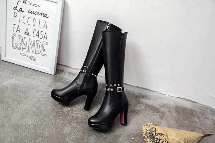 White Not over the Knee Boots Women's Boots Chunky Heel High Heels 2023 Autumn and Winter New Slim Looking Knee-High Boots