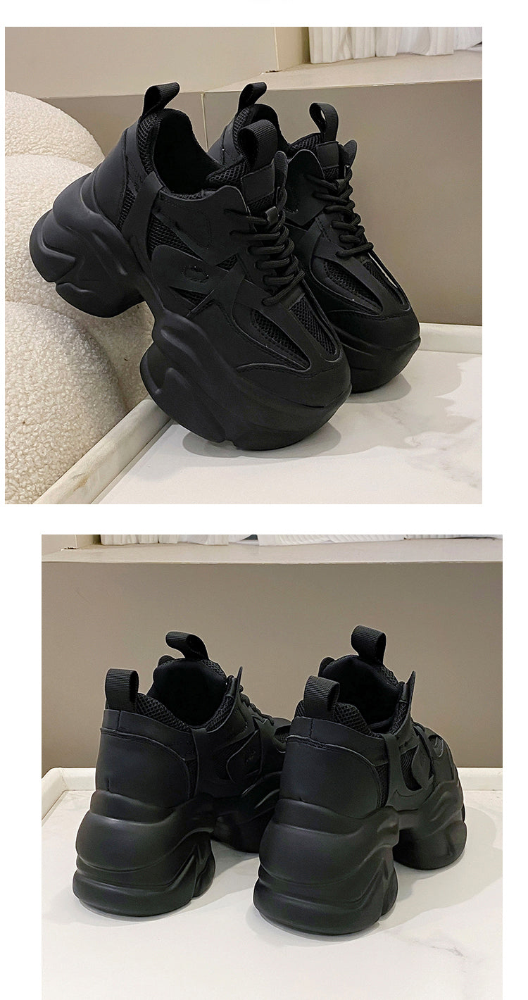 Pink Shoes Women's Small Tall 2025 Spring Dad Shoes Women's Summer Breathable Thick Sole Hidden Heel White Shoes