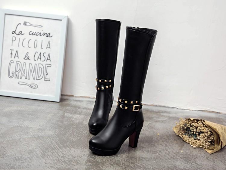 White Not over the Knee Boots Women's Boots Chunky Heel High Heels 2023 Autumn and Winter New Slim Looking Knee-High Boots