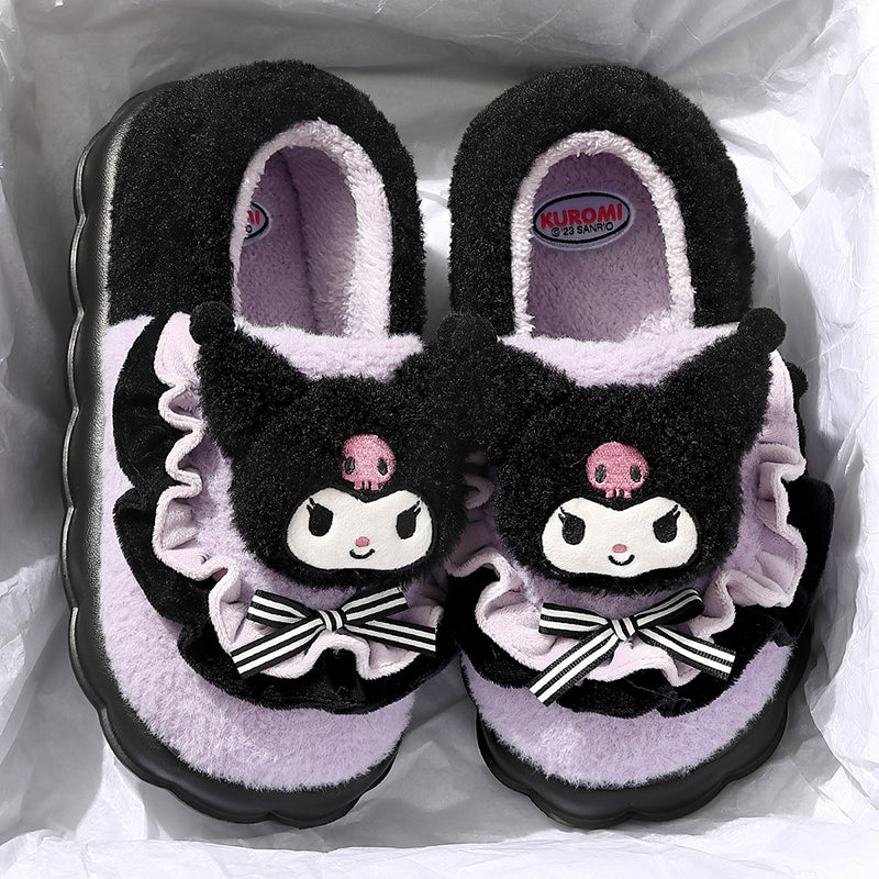 Thick Sole Clow M Bag Heel Cute Fleece-Lined Cotton Slippers