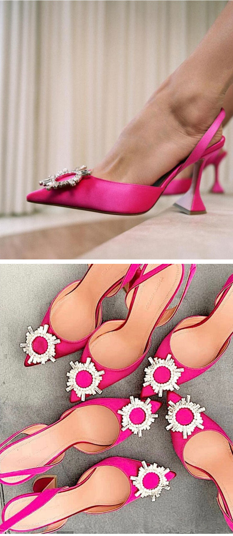 Internet Celebrity French Style Closed Toe Spring and Summer Ins Trendy Rhinestone Stiletto Heel