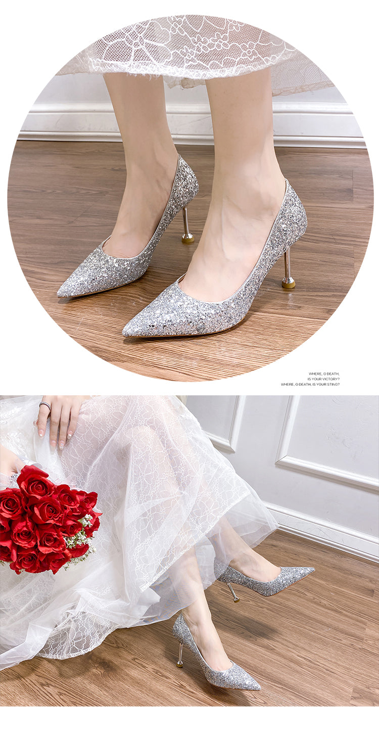 Stiletto Crystal Summer Two-Way French Wedding Shoes