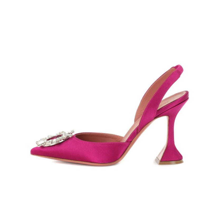 Internet Celebrity French Style Closed Toe Spring and Summer Ins Trendy Rhinestone Stiletto Heel