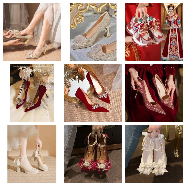 Stiletto Crystal Summer Two-Way French Wedding Shoes