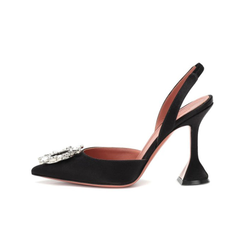 Internet Celebrity French Style Closed Toe Spring and Summer Ins Trendy Rhinestone Stiletto Heel