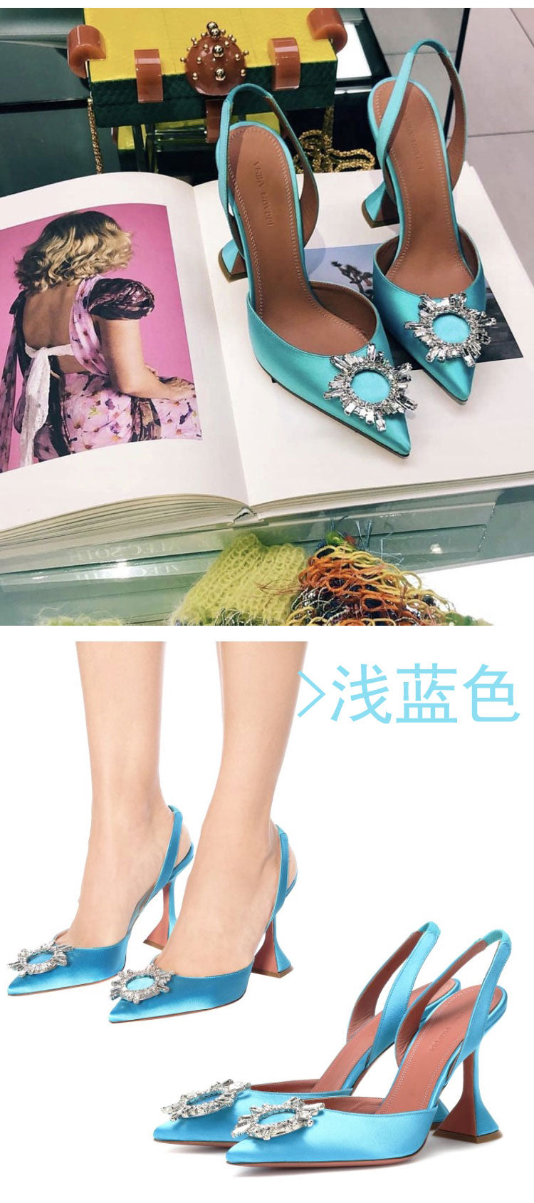 Internet Celebrity French Style Closed Toe Spring and Summer Ins Trendy Rhinestone Stiletto Heel