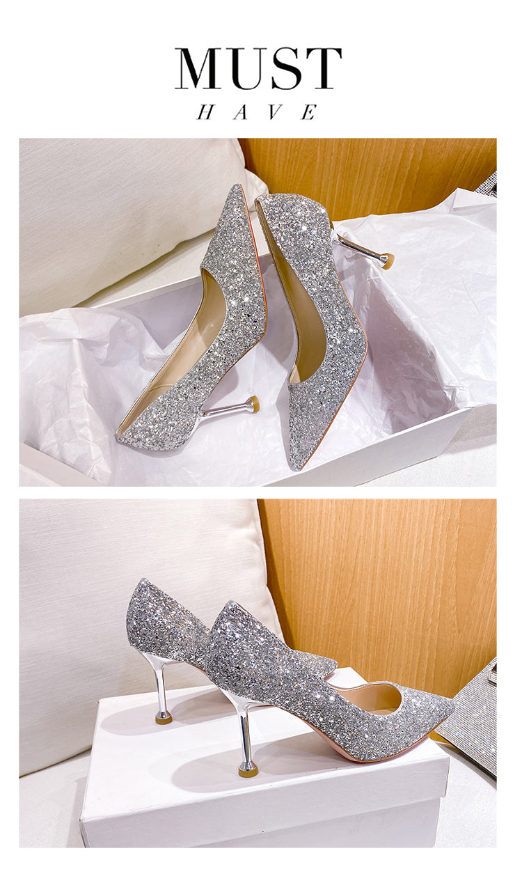 Stiletto Crystal Summer Two-Way French Wedding Shoes