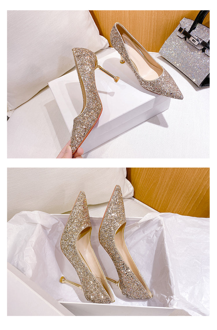 Stiletto Crystal Summer Two-Way French Wedding Shoes