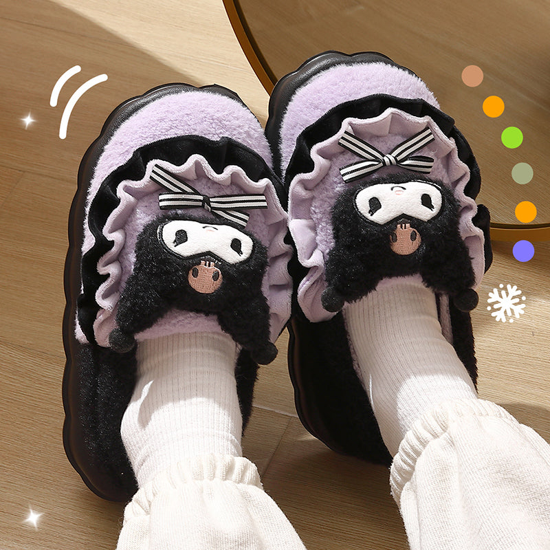 Thick Sole Clow M Bag Heel Cute Fleece-Lined Cotton Slippers