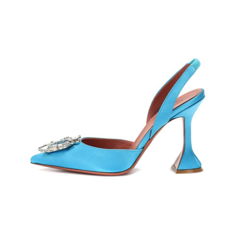 Internet Celebrity French Style Closed Toe Spring and Summer Ins Trendy Rhinestone Stiletto Heel