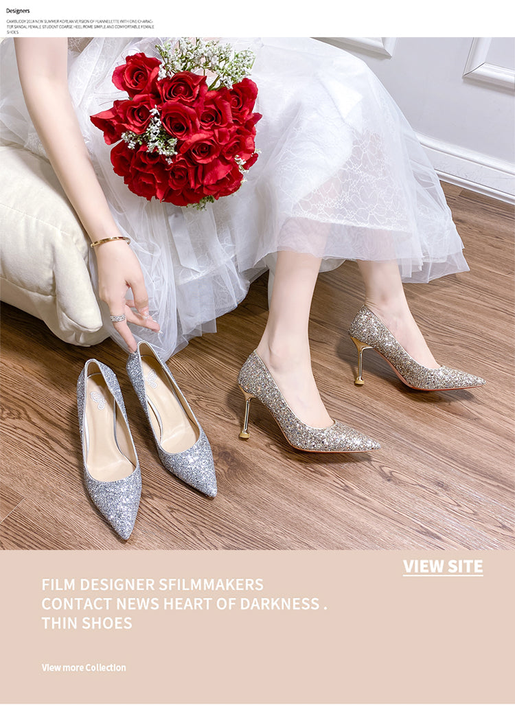 Stiletto Crystal Summer Two-Way French Wedding Shoes