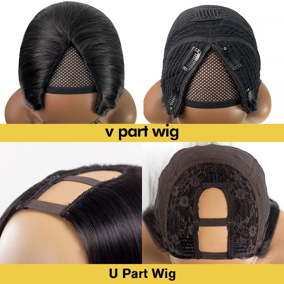 Kinky Curly V Part Wig Human Hair 250% Glueless V U Part Human Hair Wigs for Women Brazilian Remy Deep Wave Wig 30 32 34 Inch