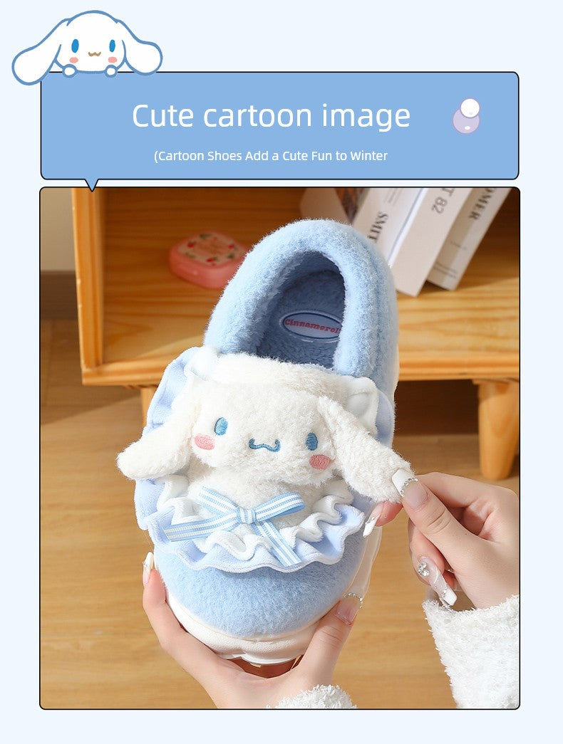 Thick Sole Clow M Bag Heel Cute Fleece-Lined Cotton Slippers