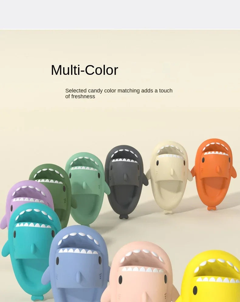 New summer cute shark slippers men's and women's same shower home non-slip flats casual outdoor children's slippers sandals
