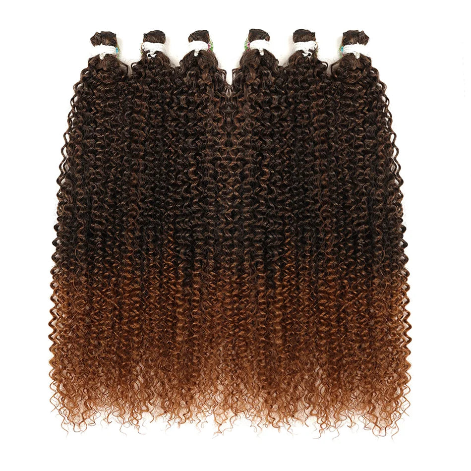 BOL Synthetic Kinky Curly Hair Extensions Long Jerry Curly Bundles Ombre Blonde Fake Crochet Hair For Women Heat Resistant Wave