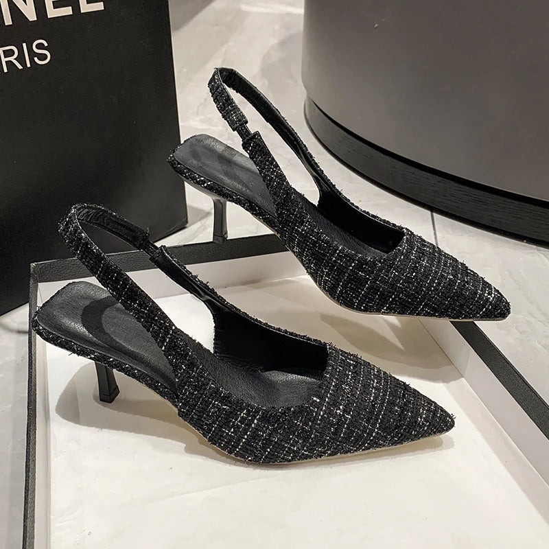 Fashion Women's Pointed High Heels Sandals Banquet Dress Wedding Party Pumps Designer Slingbacks Elegant Slingback Shoes Pumps
