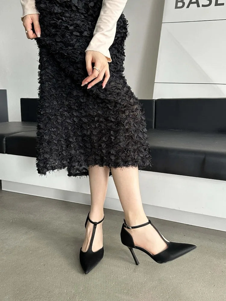Sexy Red High Heels Women Pointed Toe Party Dress Shoes T-Strap Patent Leather Elegant Slingback Thin Heels Female Sandals Women