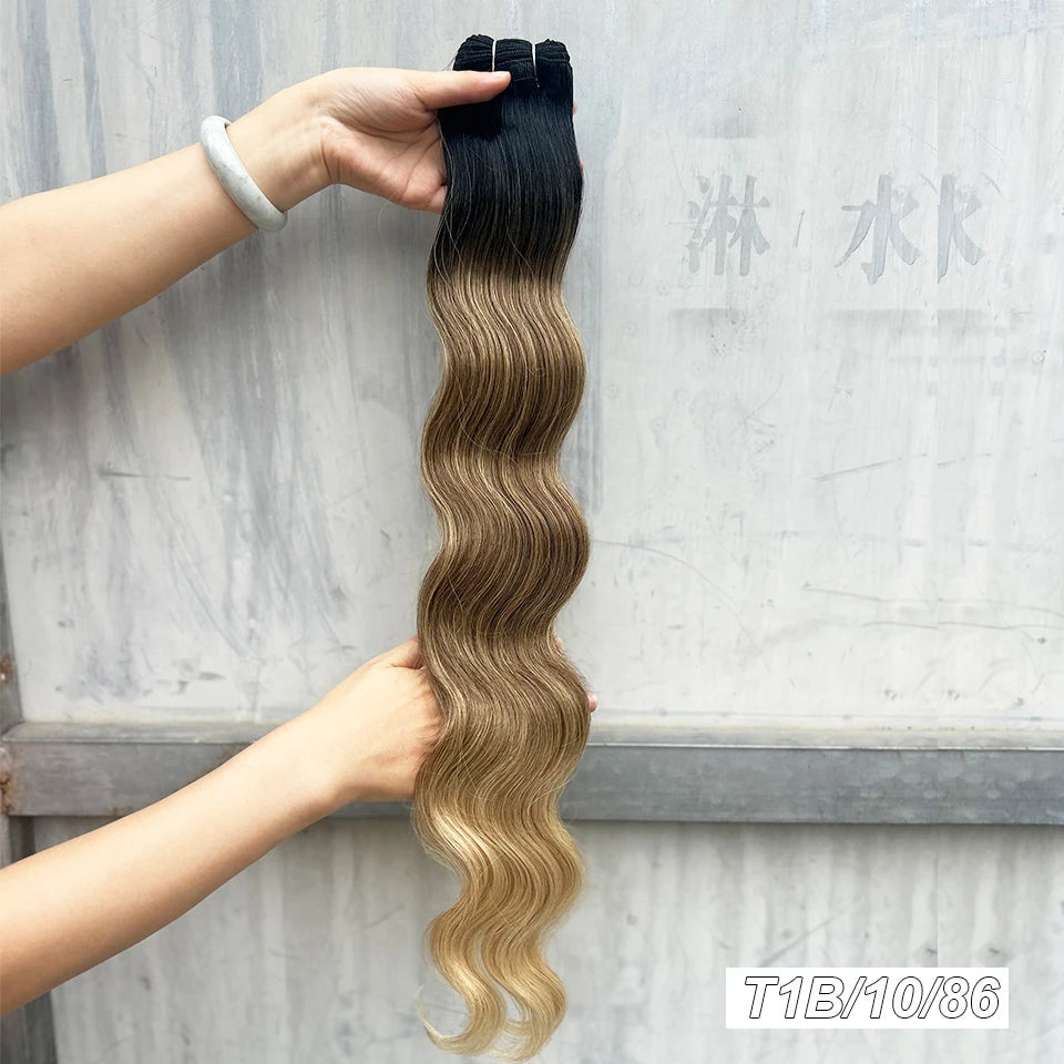 Magicae Synthetic Hair Extensions Body Wave Hair Bundles 26“ 150g Omber Blonde Weave High Temperature Fiber Body Ponytail Hair