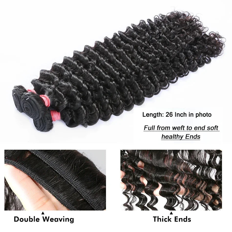 30 34Inch Burmese Curly Bundles Human Hair Extensions Sew In 100% Original Loose Deep Wave Bundles Double Weft Raw Hair Weaving