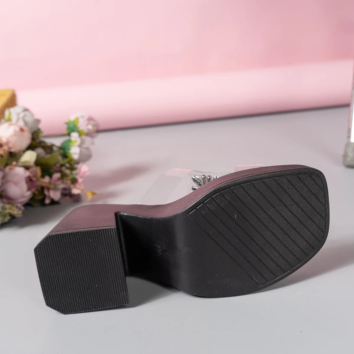 Sandals Women Clear Strap Chunky Heeled Sandals Women Platform Wedges High Heels Shoes Flip Flops Beach Slippers Dress Crystal