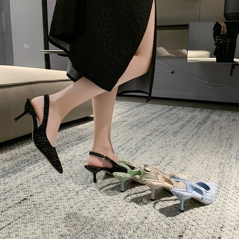 Fashion Women's Pointed High Heels Sandals Banquet Dress Wedding Party Pumps Designer Slingbacks Elegant Slingback Shoes Pumps