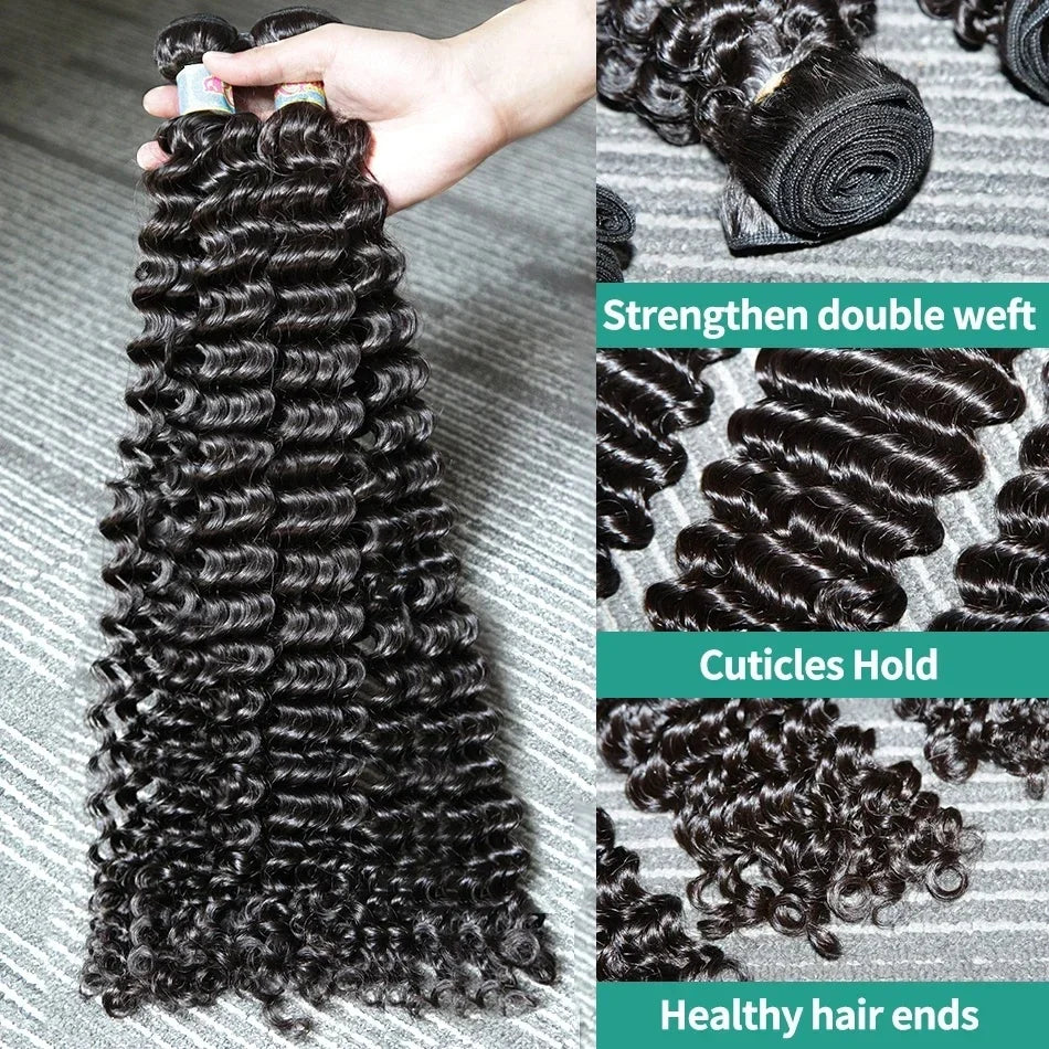 30 40 Inch Curly Human Hair Extensions Brazilian Deep Wave Bundles 100% Human Hair 3 4 5 Bundles Natural Hair Bundles