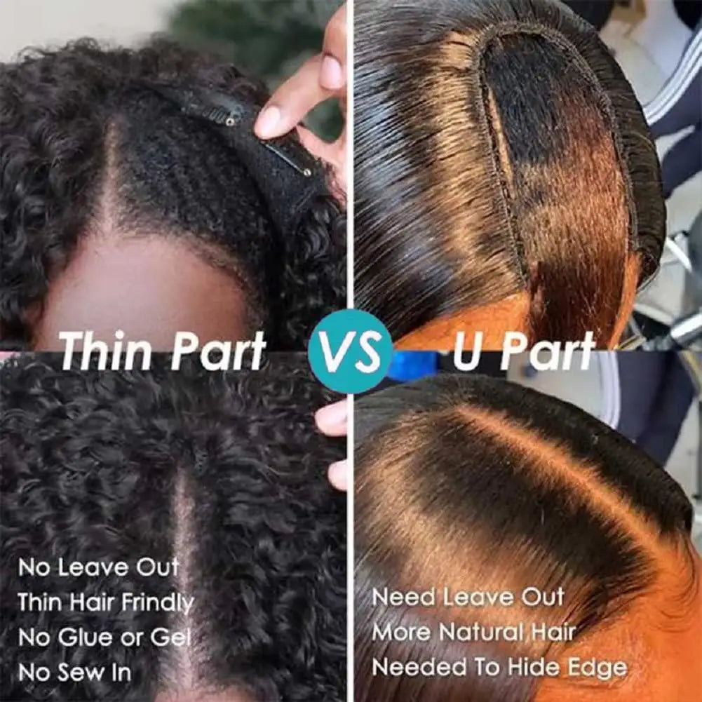 Kinky Curly V Part Wig Human Hair 250% Glueless V U Part Human Hair Wigs for Women Brazilian Remy Deep Wave Wig 30 32 34 Inch