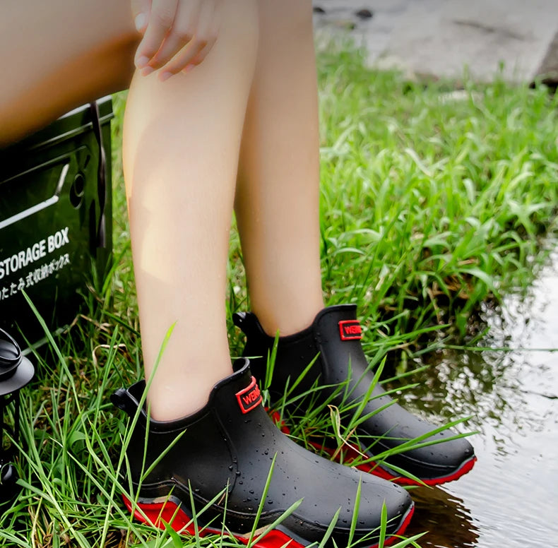 Fashion Couple's Outdoor Rain Boots New Men High Top Hiking Fishing Water Shoes Anti-slip Chef Work Ankle Boots Waterproof Shoes